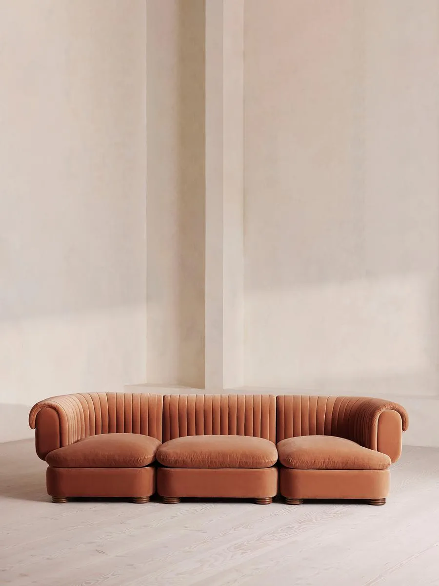 Rava Modular Sofa, Four Seater, Velvet, Antique Rose