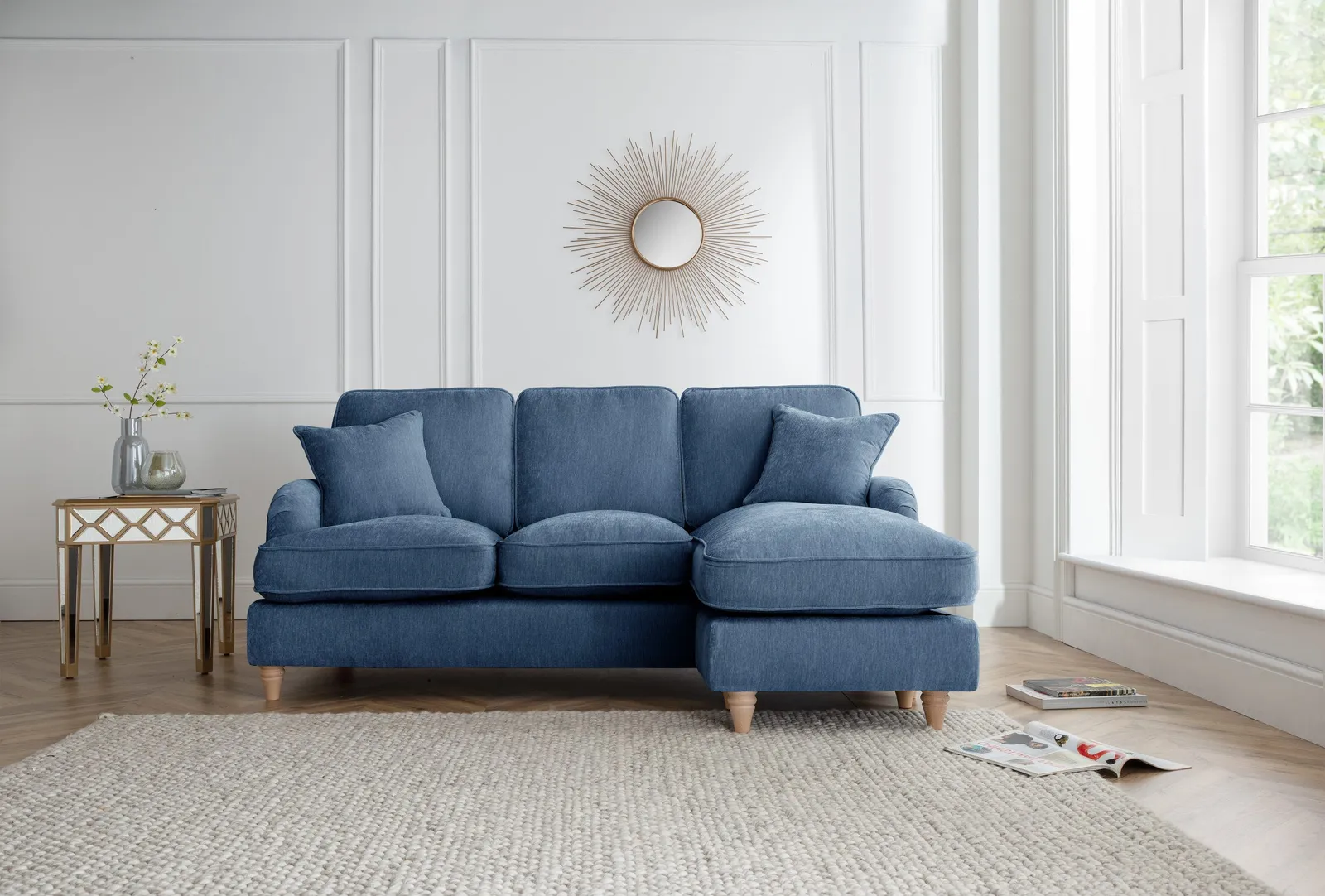The Great Sofa Company Orla Right Hand Chaise Sofa Manhattan Charcoal in Navy 1