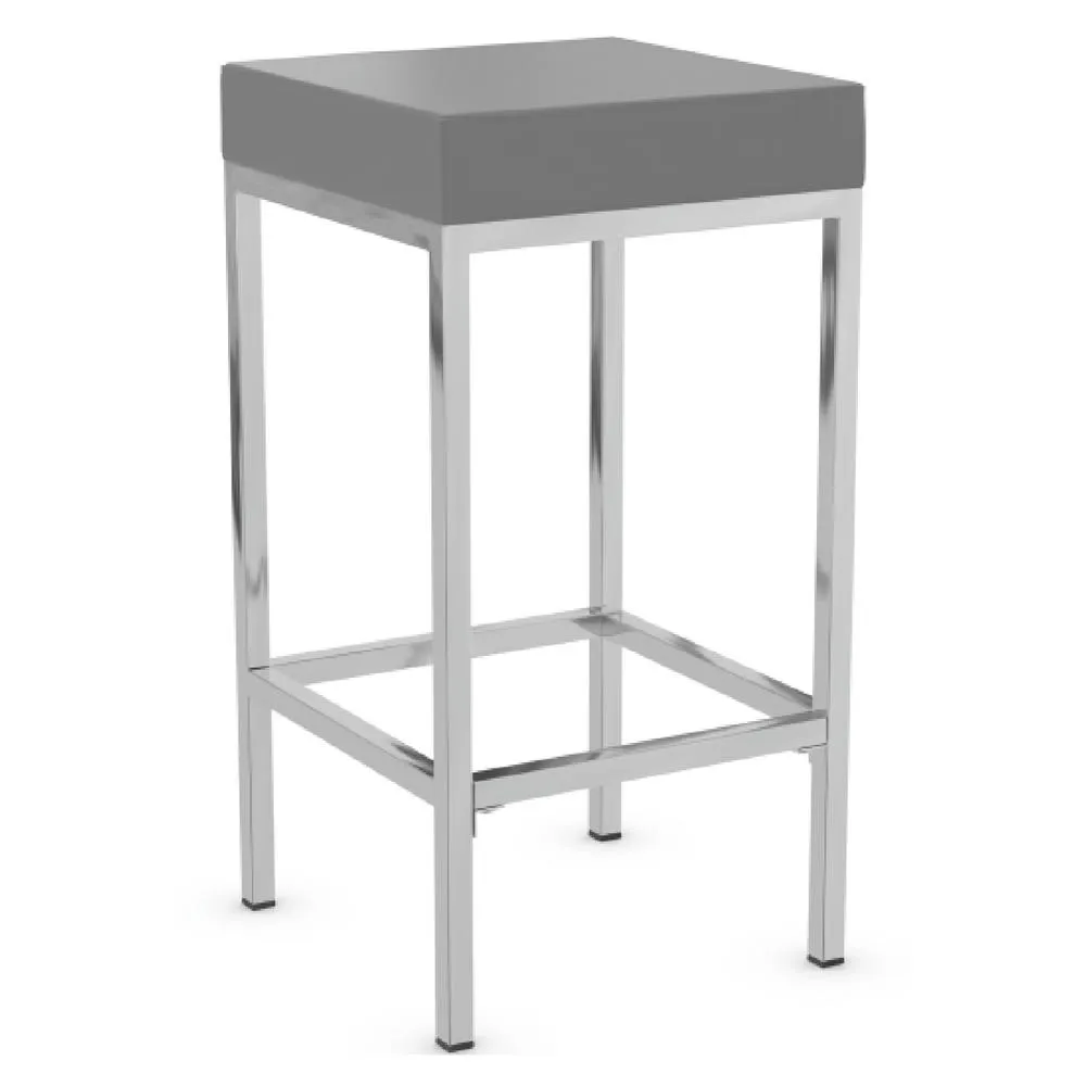 netfurniture Ernest Grey Padded Kitchen Bar Stool Chrome Frame Cube Fixed Height 3