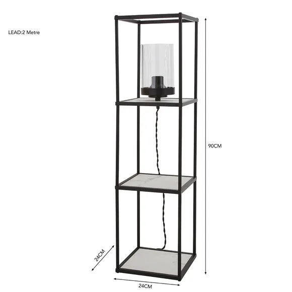 Aiko Black and Faux Marble Midi Shelved Floor Lamp 6