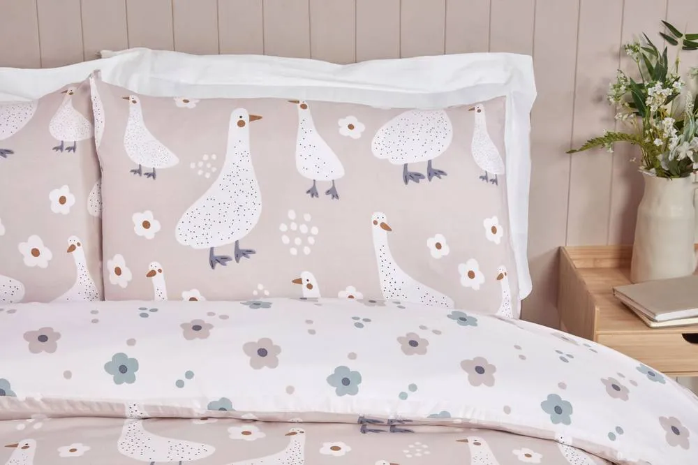 Rapport Home Jemima Duck Microfibre Duvet Cover Set with Pillowcase in Natural 2