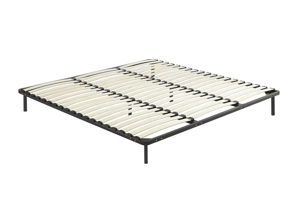 Vente-unique Slatted Bed Base Frame 200 X 200 Cm - 3X19 Slats - With Legs - Black