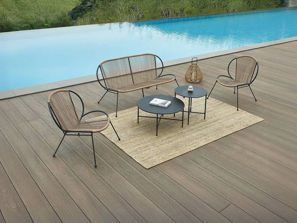 Vente-unique Set Of 2 Metal Garden Coffee Tables - Black - NIKAO By MYLIA 3