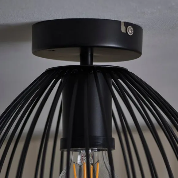 Elements Jaula Outdoor Flush Porch Ceiling Light 4