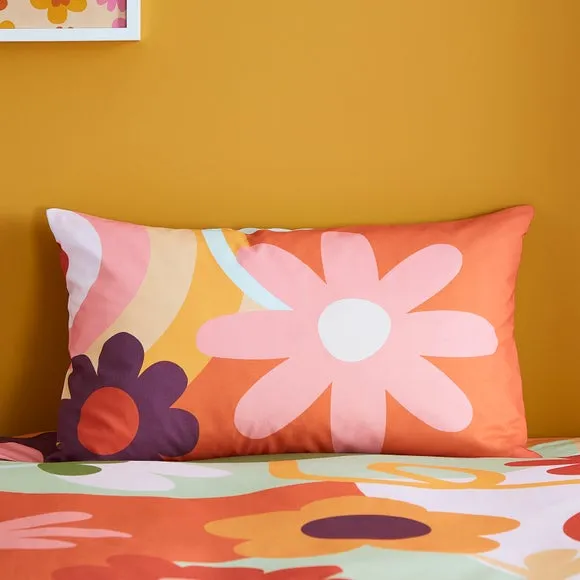 Retro Floral Polycotton Duvet Cover & Pillowcase Set 2