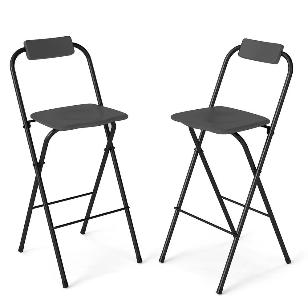 Costway Outdoor Folding Barstools Set of 2 Bar Height Patio Chairs