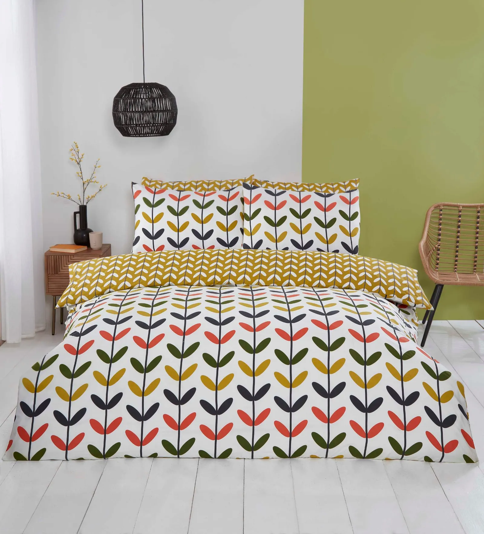 Rapport Home Jules Floral Microfiber Reversible Duvet Cover Set with Pillowcase in Yellow