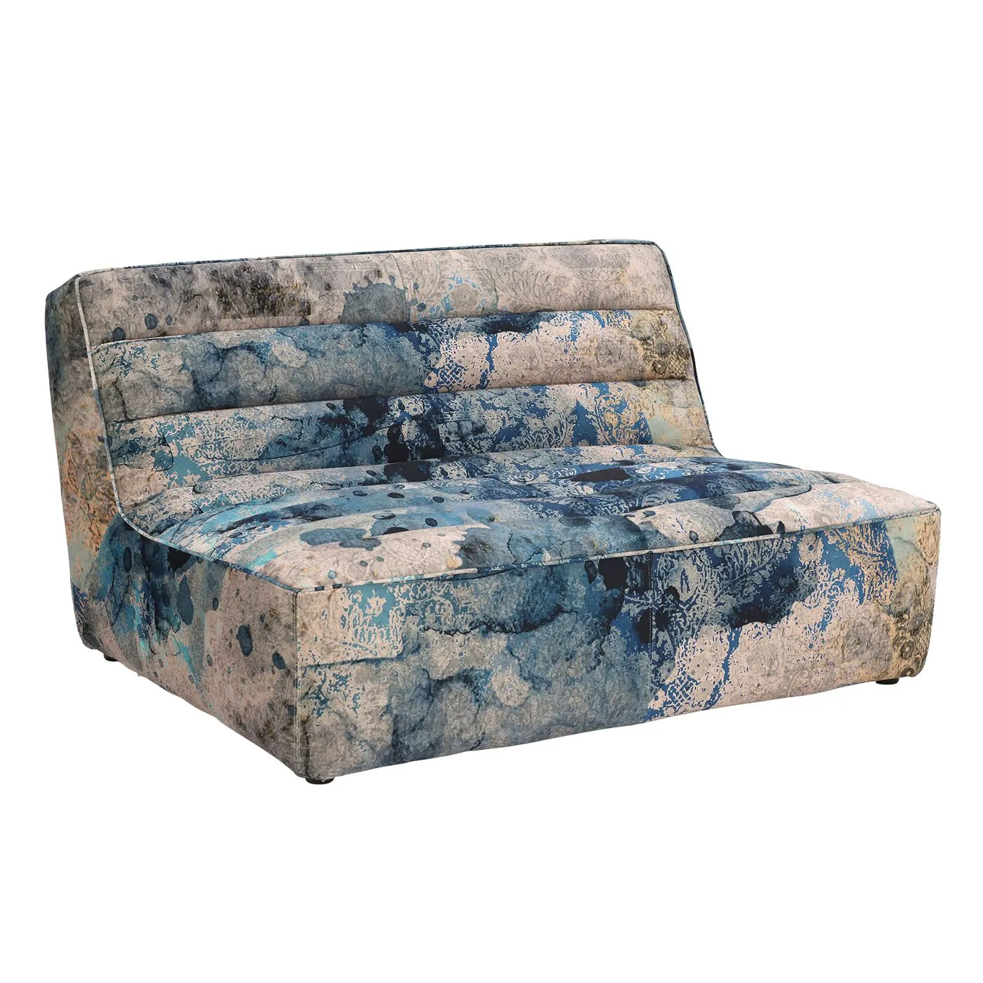Timothy Oulton Shabby Sectional 2 Seater Sofa, Faded and Degraded Melting Paisley