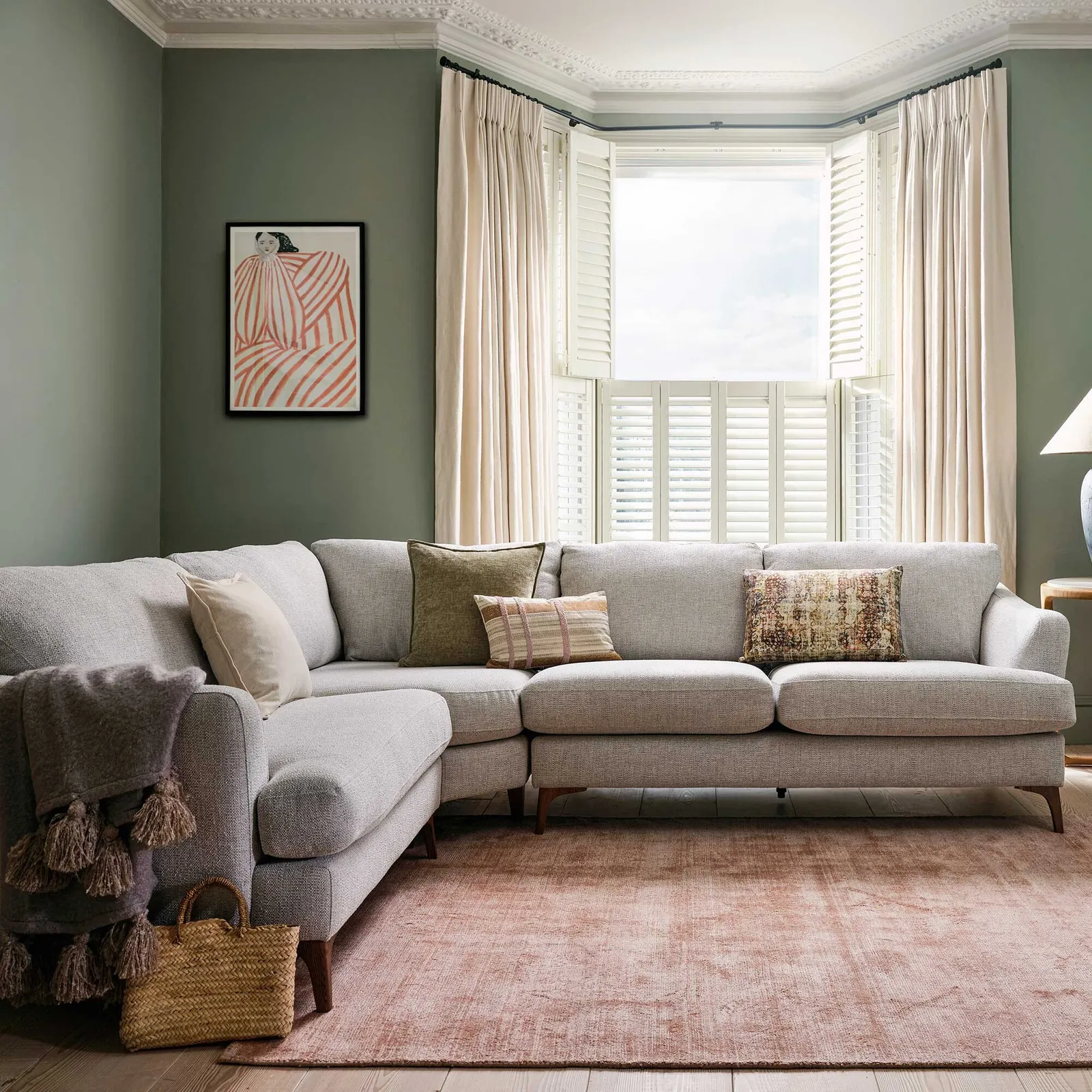 Embrey 2.5 Seater Corner Sofa With Lhf Cuddler, Grey Fabric | Barker & Stonehouse 2