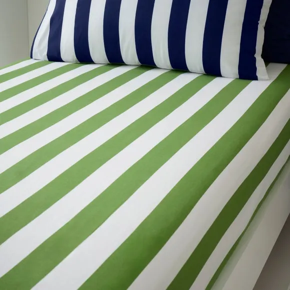 Set of 2 Bold Stripe Cotton Fitted Bed Sheets 1