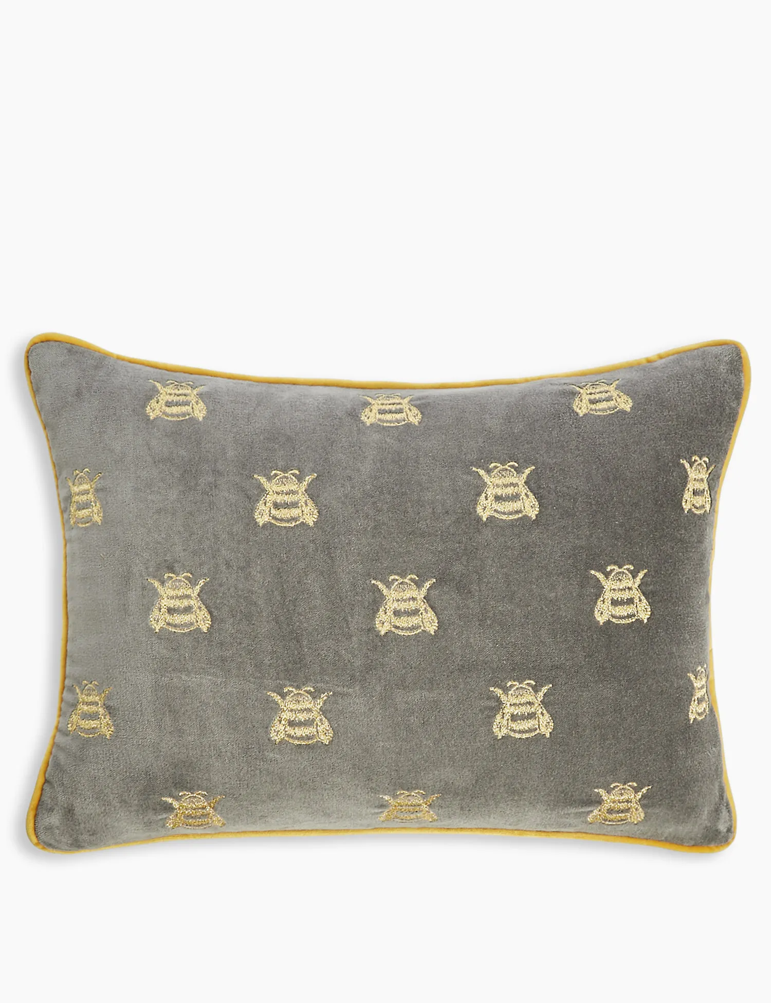 M&S Pure Cotton Velvet Bee Bolster Cushion