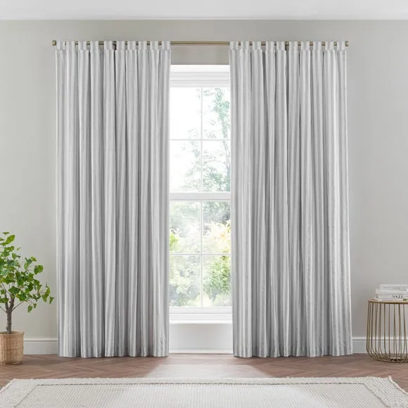 Durham Textured Stripe 100% Cotton Tab Top Curtains 2