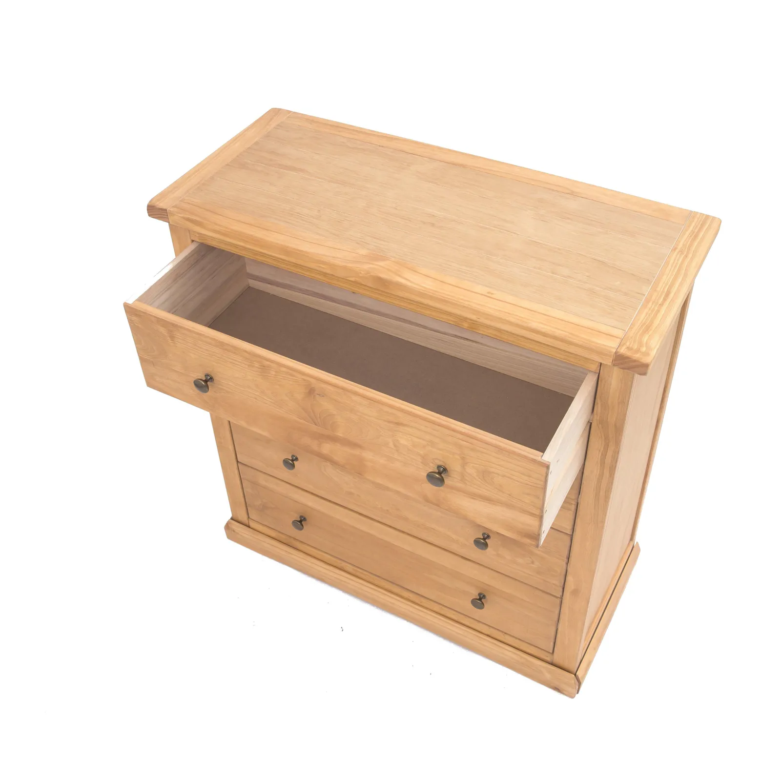 Cabinet Bits Lucca 4 Drawer Chest of Drawers Brass Knob in Light Brown 4