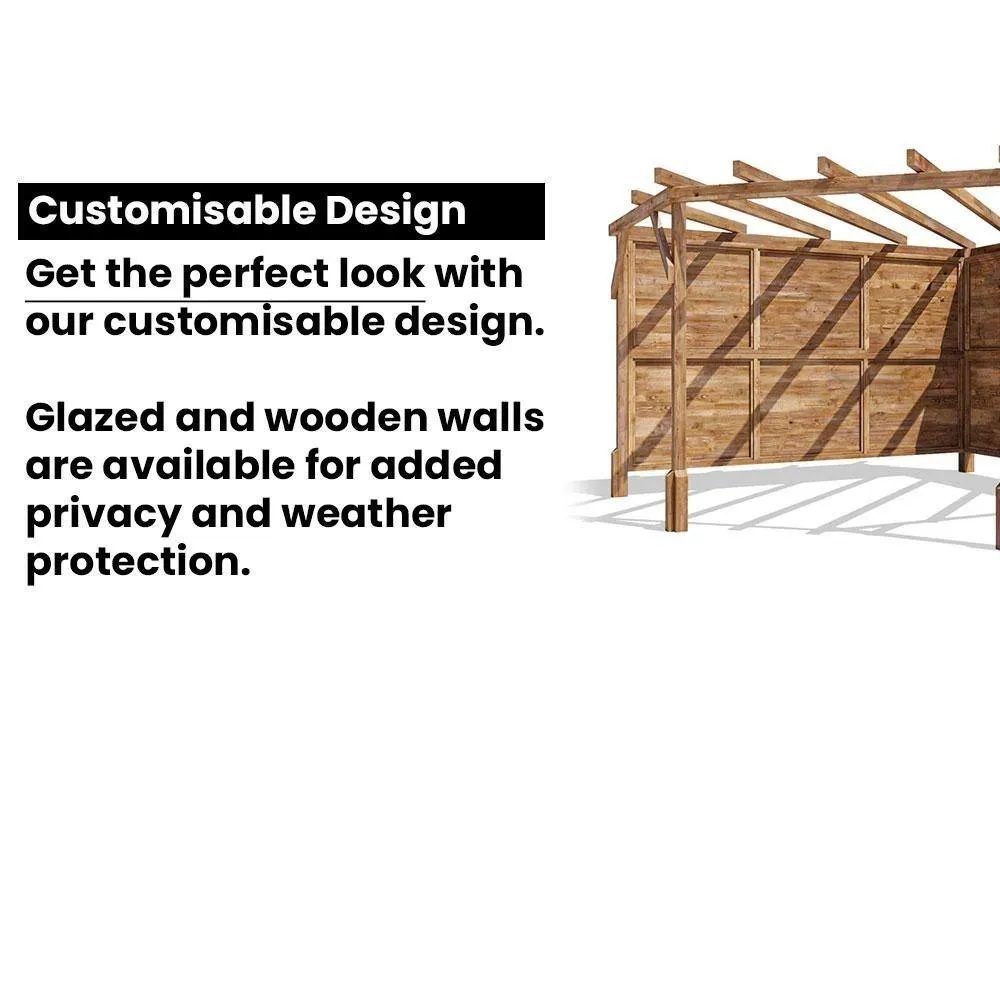 Dunster House Wooden Corner Pergola Kit 3x3m Pressure Treated Utopia Diamond in Brown 6