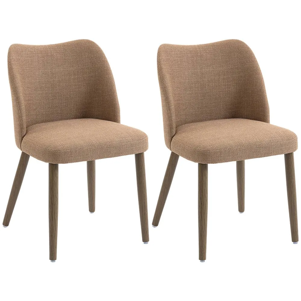 HOMCOM Dining Chairs Set of 2, Kitchen Chairs with Padded Seat, Curved Back in Brown 2