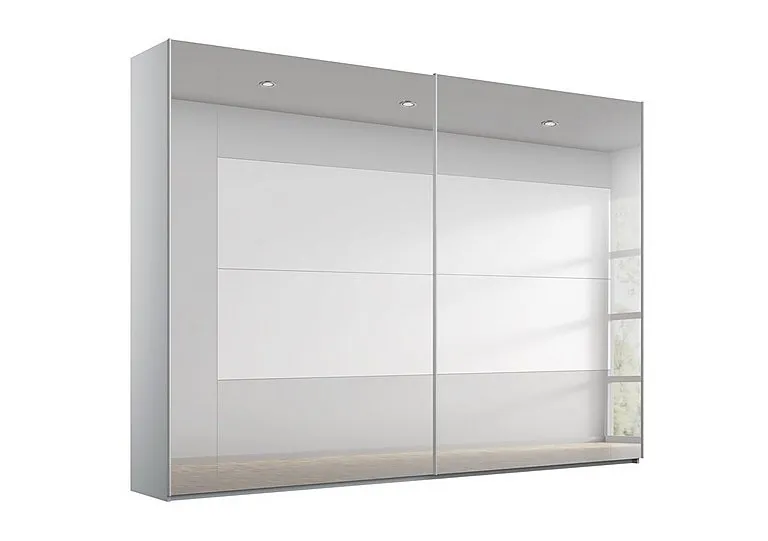 Rio 271cm 2 Door Sliding Wardrobe with Basic Interior Fittings Package - Silk Grey Carc/Grey Mirror