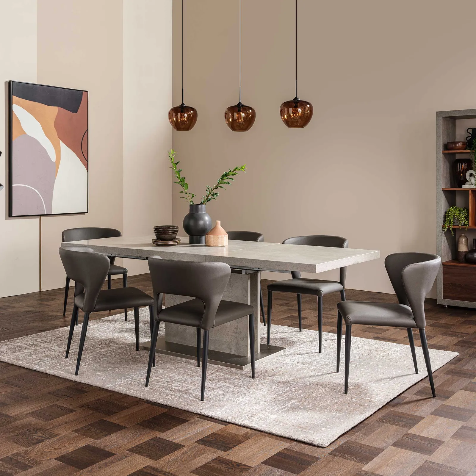 Halmstad Extending Dining Table 160Cm, Grey Concrete Effect | Barker & Stonehouse 2