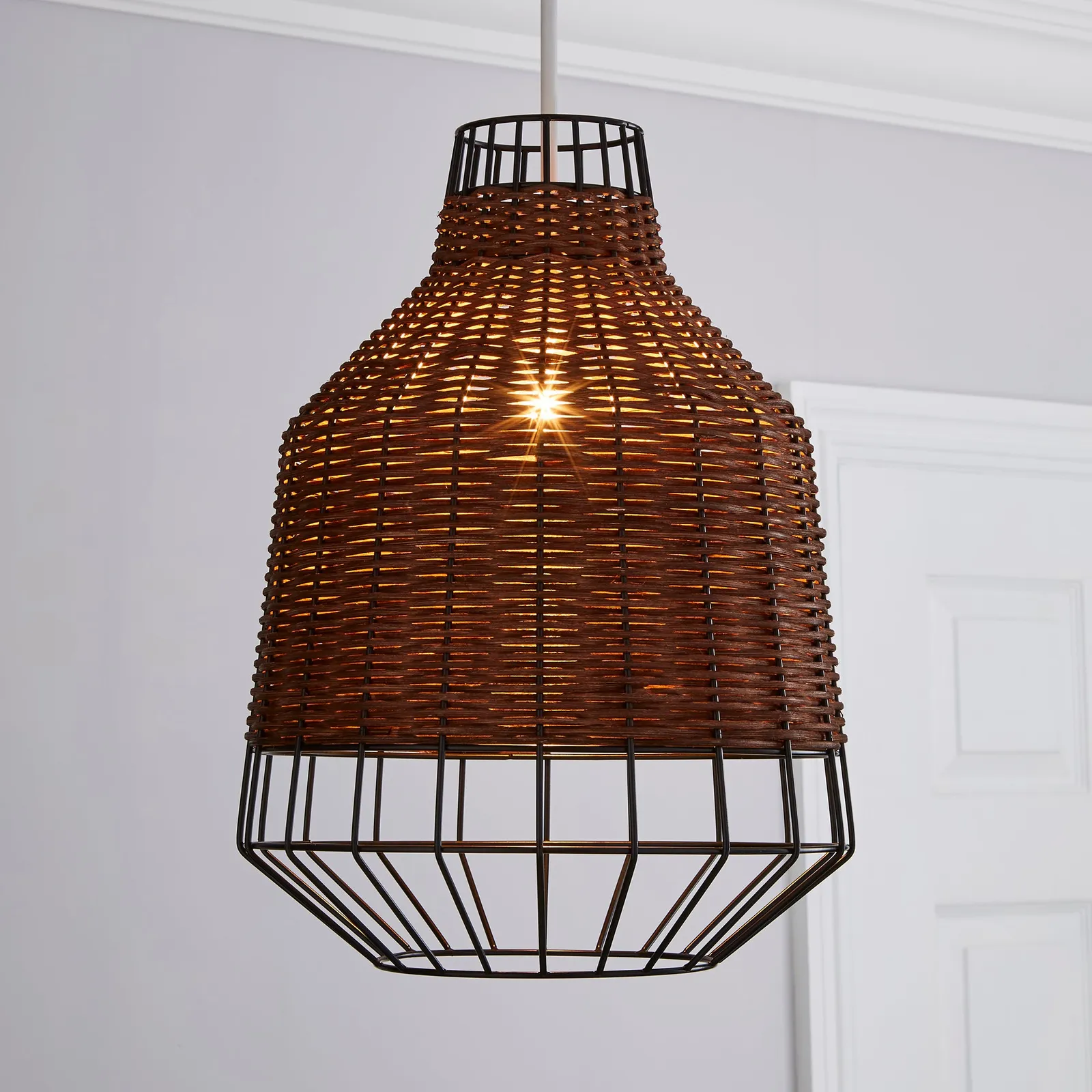 Ohio Dark Rattan Easy Fit Pendant Brown