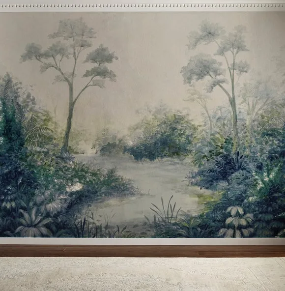 Cranberry and Laine Tranquil Floral Wall Mural 2