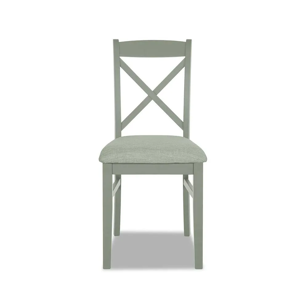Statement Furniture Florence Crossback Upholstered Seat Dining Chair in Light Green 3