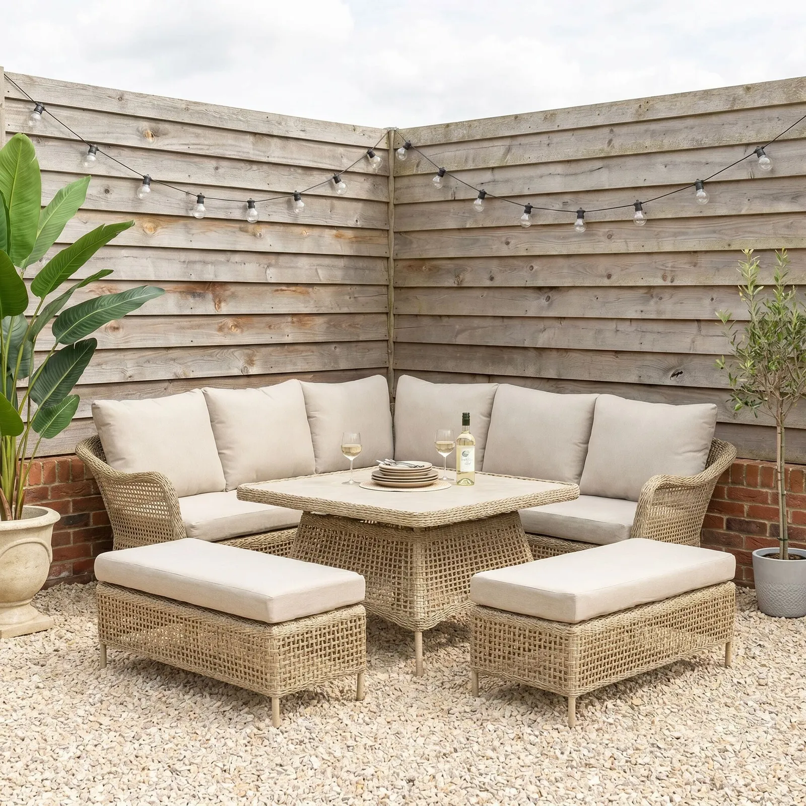 Bellano Casual Corner Dining Set, Rattan, Neutral | Barker & Stonehouse
