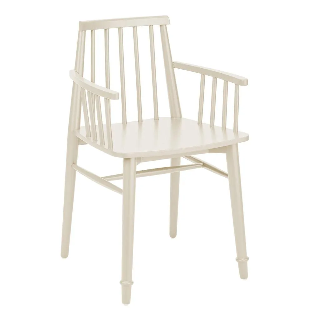 Statement Furniture Queensbury Wooden Dining Armchair with Slatted Back in Cream 2