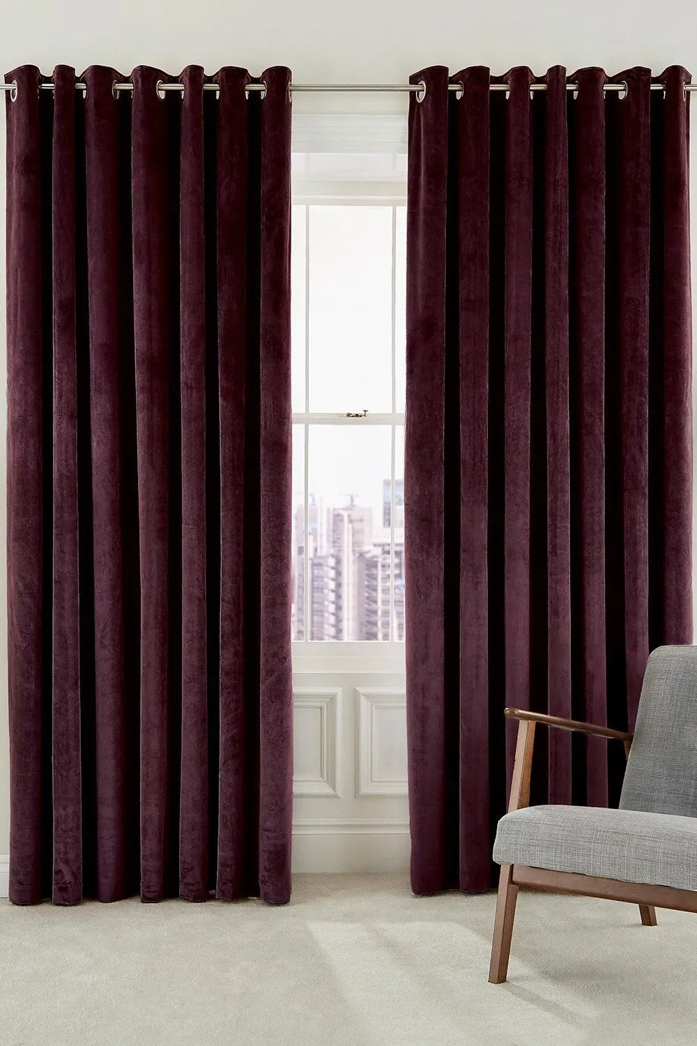 Helena Springfield 'Escala' Woven Lined Curtains in Dark Red 1