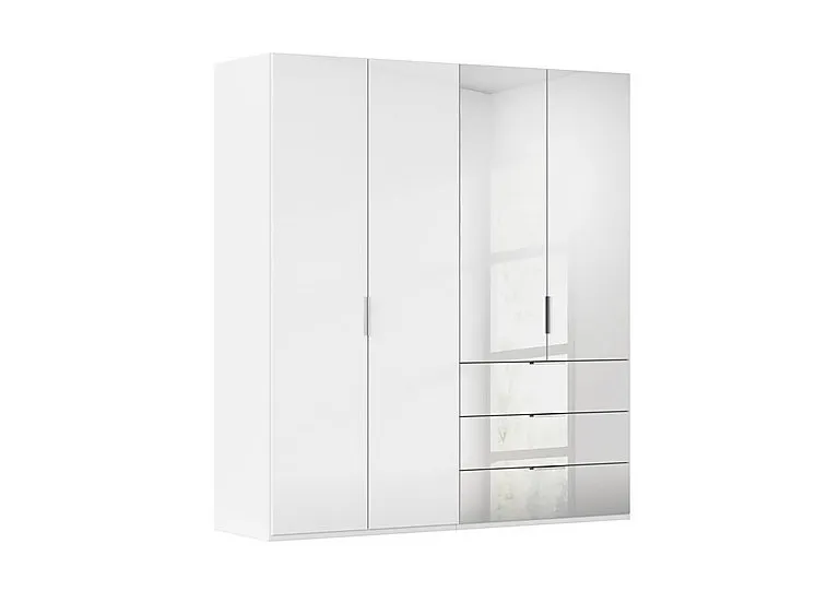 Formes 4 Door Bifold Combi Wardrobe with 2 Full-Height Glass Doors - White/White Front