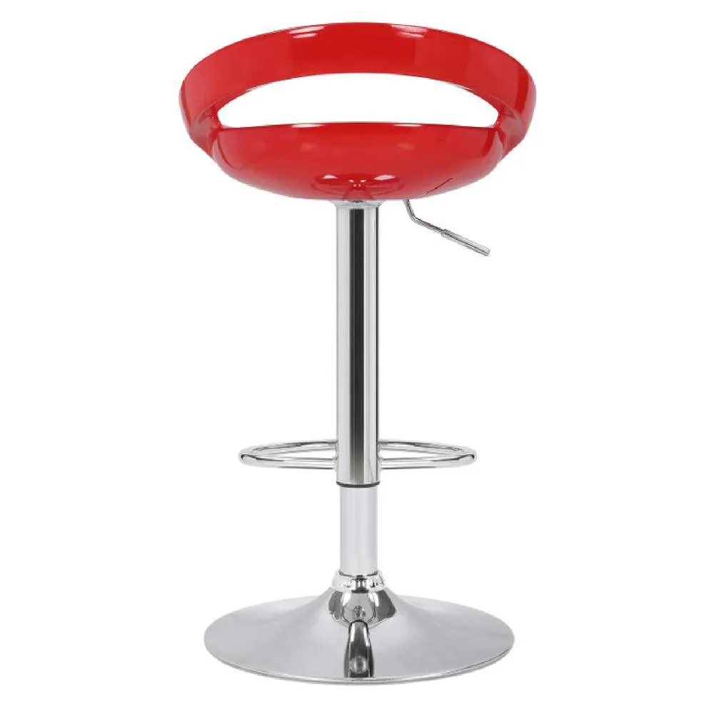 netfurniture Halfy Half Moon Retro Kitchen Bar Stool - Red Seat Height Adjustable 6