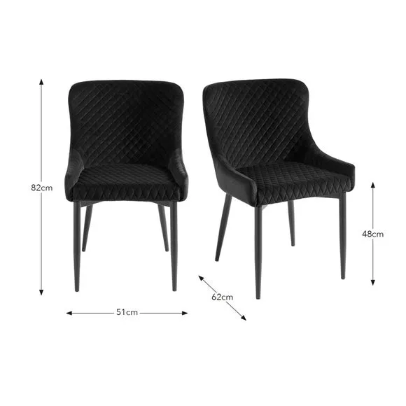 Montreal Set of 2 Dining Chairs, Velvet 6