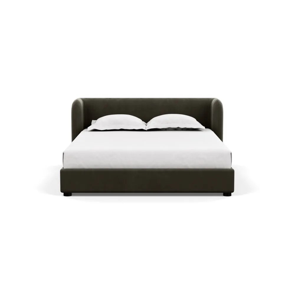 Heal's Group Bed King Velvet Charcoal