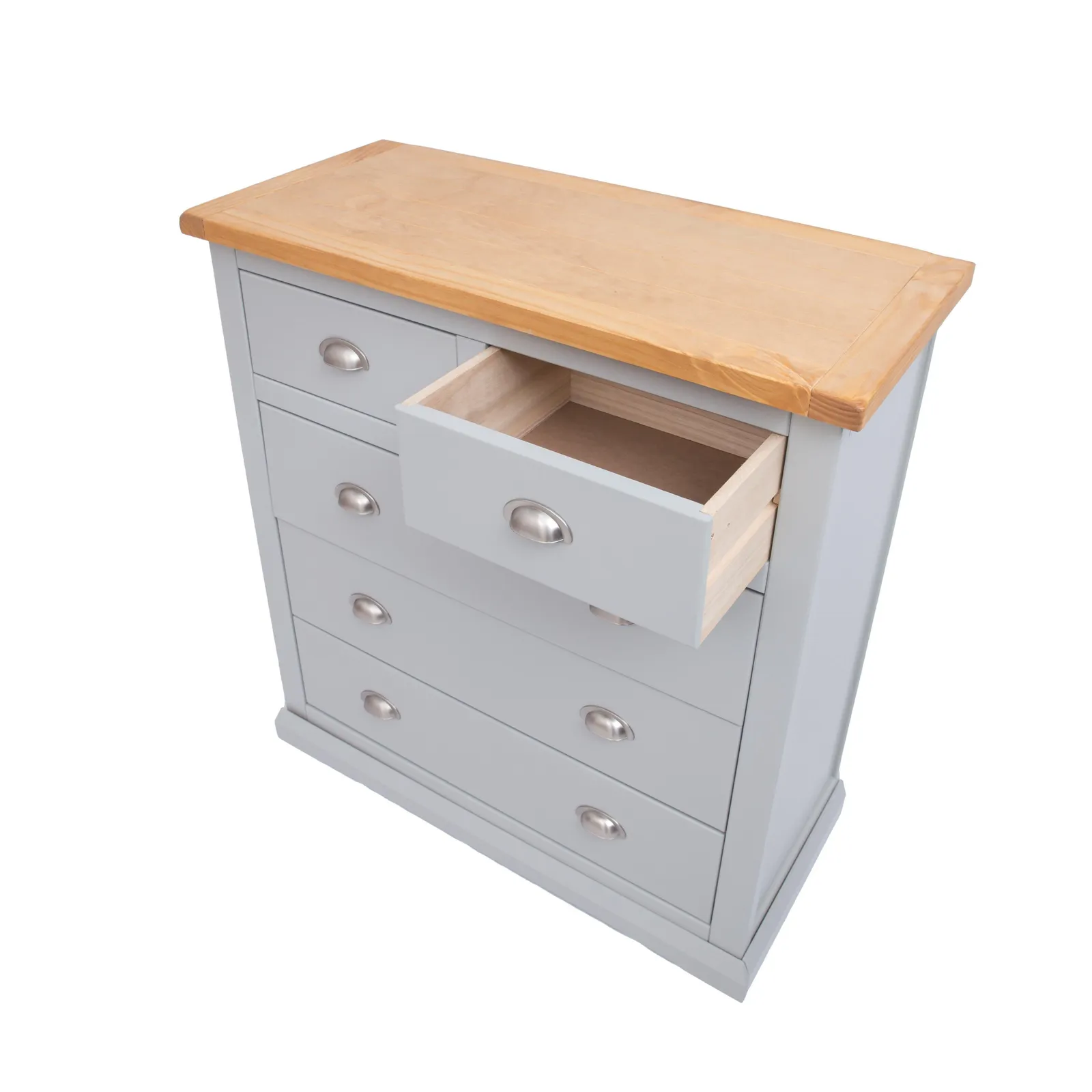 Cabinet Bits Loreo 5 Drawer Chest of Drawers Chrome Cup Handle in Light Grey 4