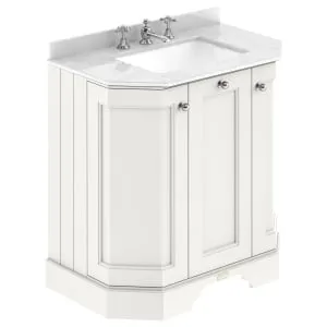 Bayswater Victrion Pointing White Angled Traditional Freestanding Vanity Unit & White Marble Top Basin - 750mm