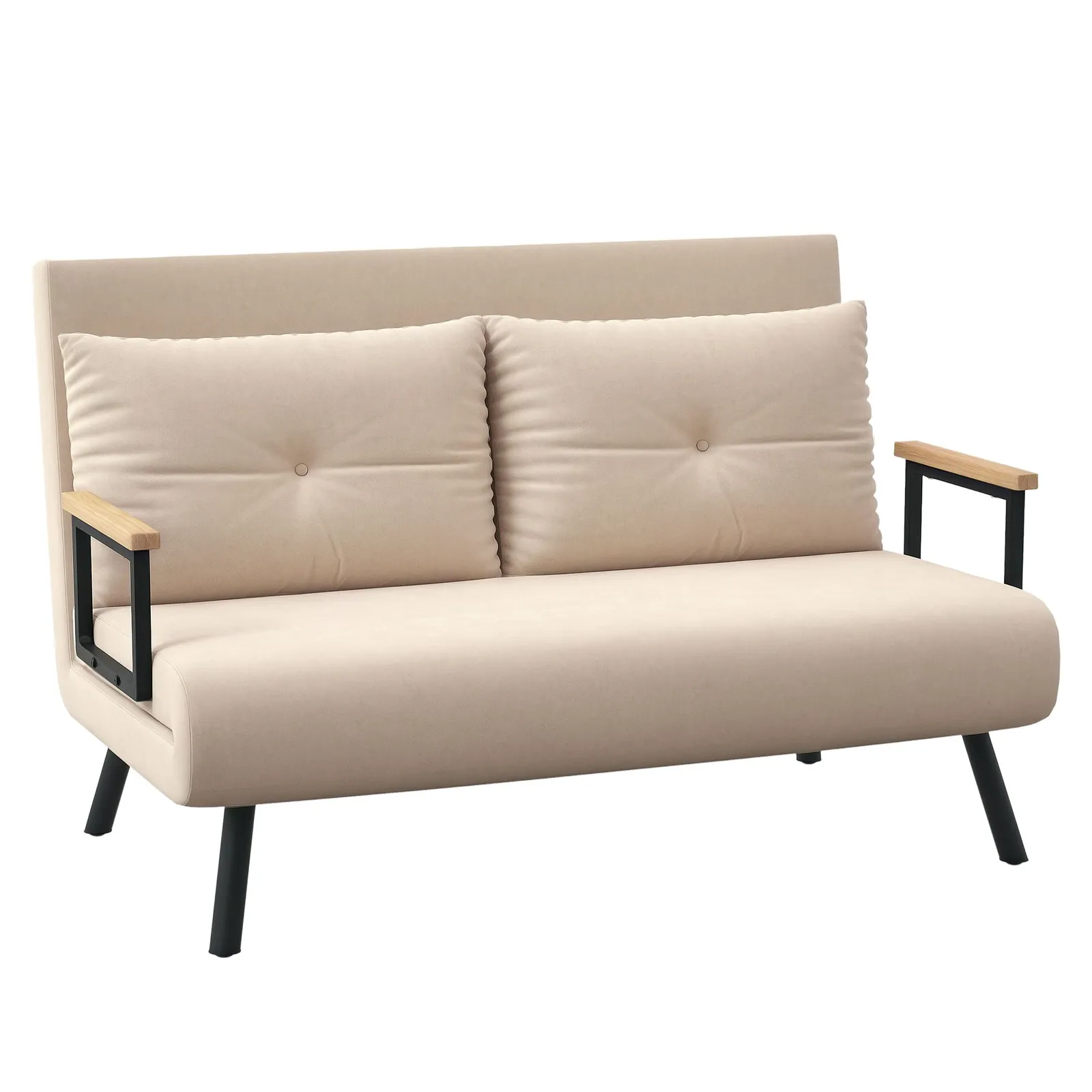 HOMCOM Click Clack Bed Settee for Living Room, Guest Room in Beige 2
