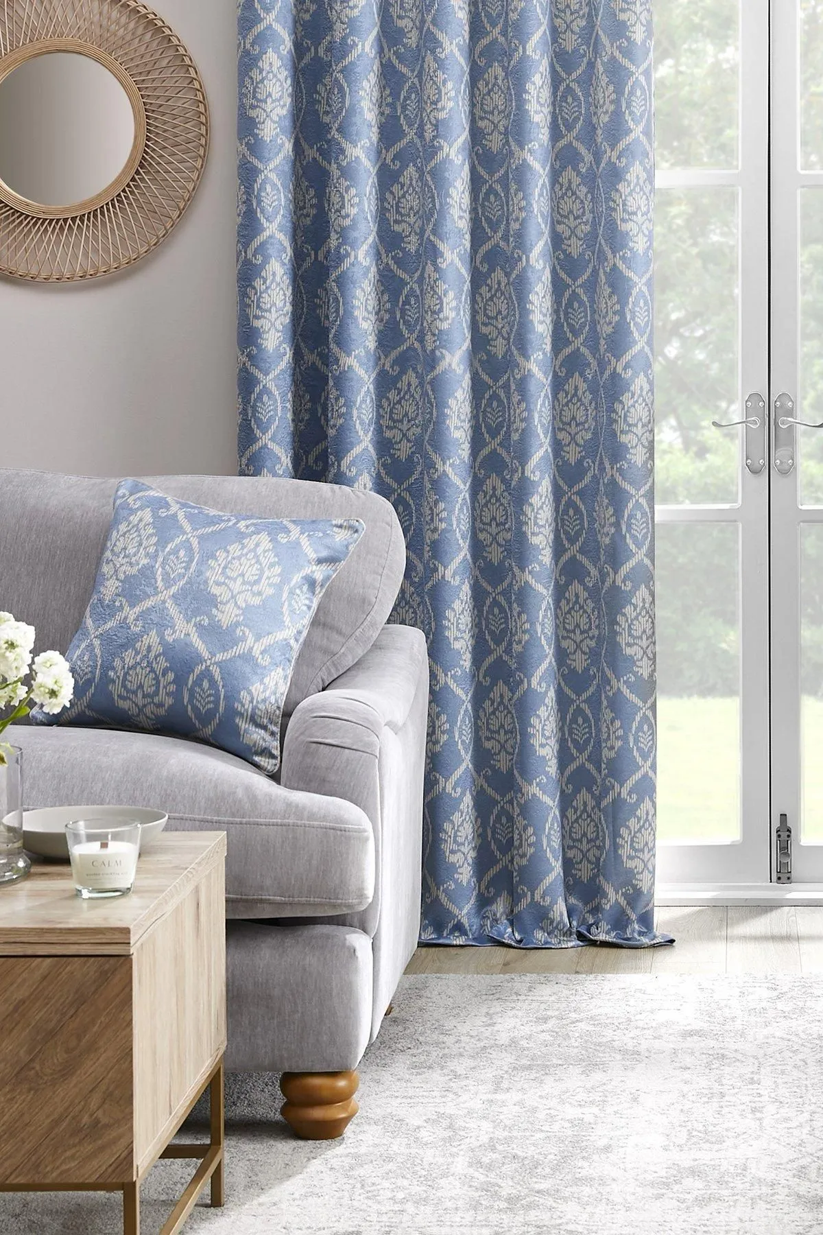Dreams & Drapes 'Vivianna' Woven Filled Cushion in Blue 2