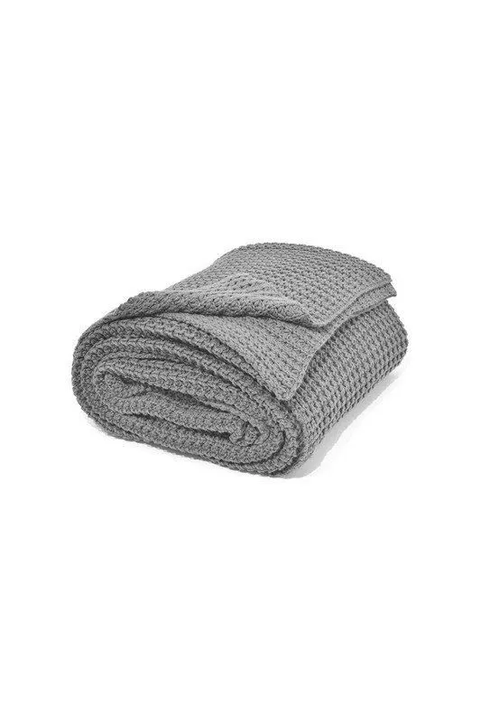 nielsen Alen Coarse Knitted Throw Blanket Cotton 150 x 200cm in Light Grey