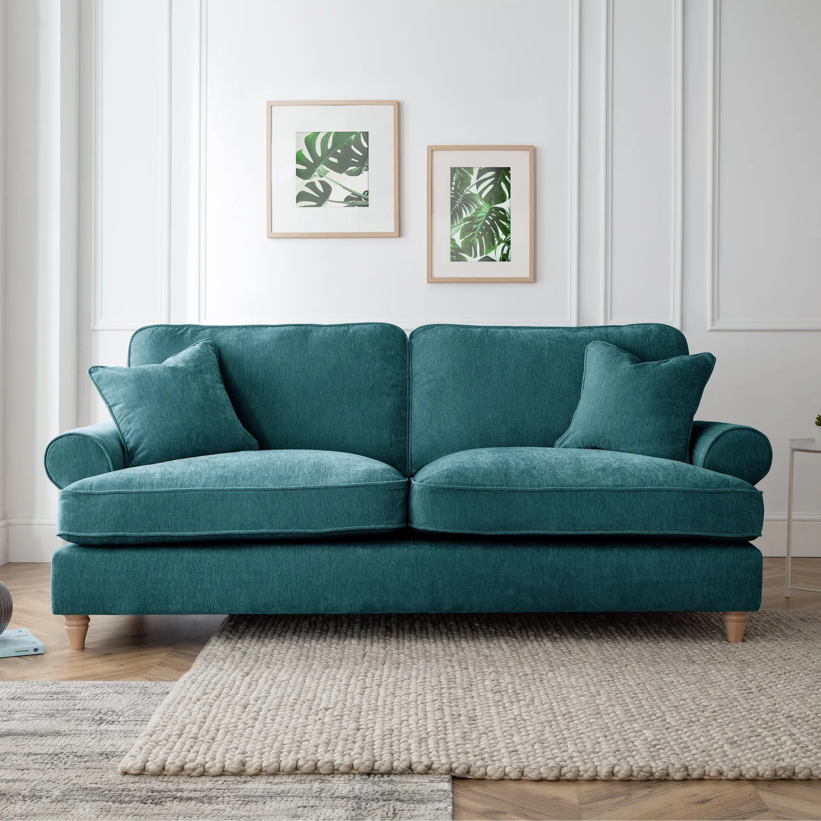The Great Sofa Company Ezra 3 Seater Textured Velvet Sofa - Scroll Arm in Emerald 1