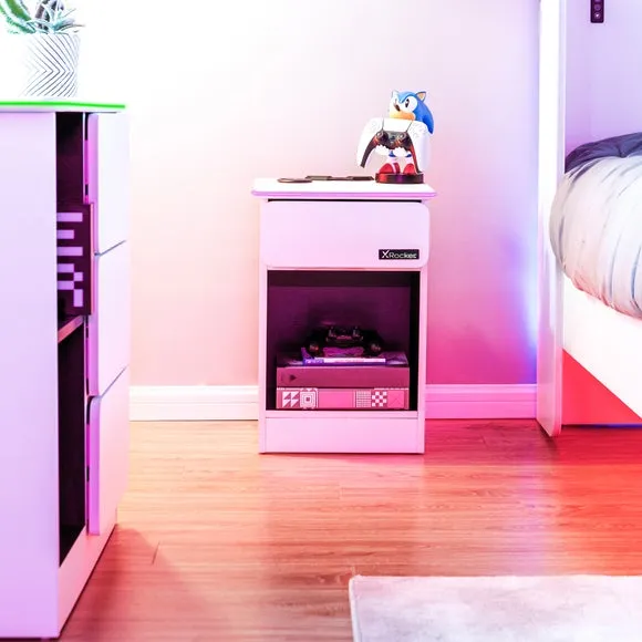 X Rocker Carbon Tek Bedside Table with Wireless Charging and Neo Fibre LED 2