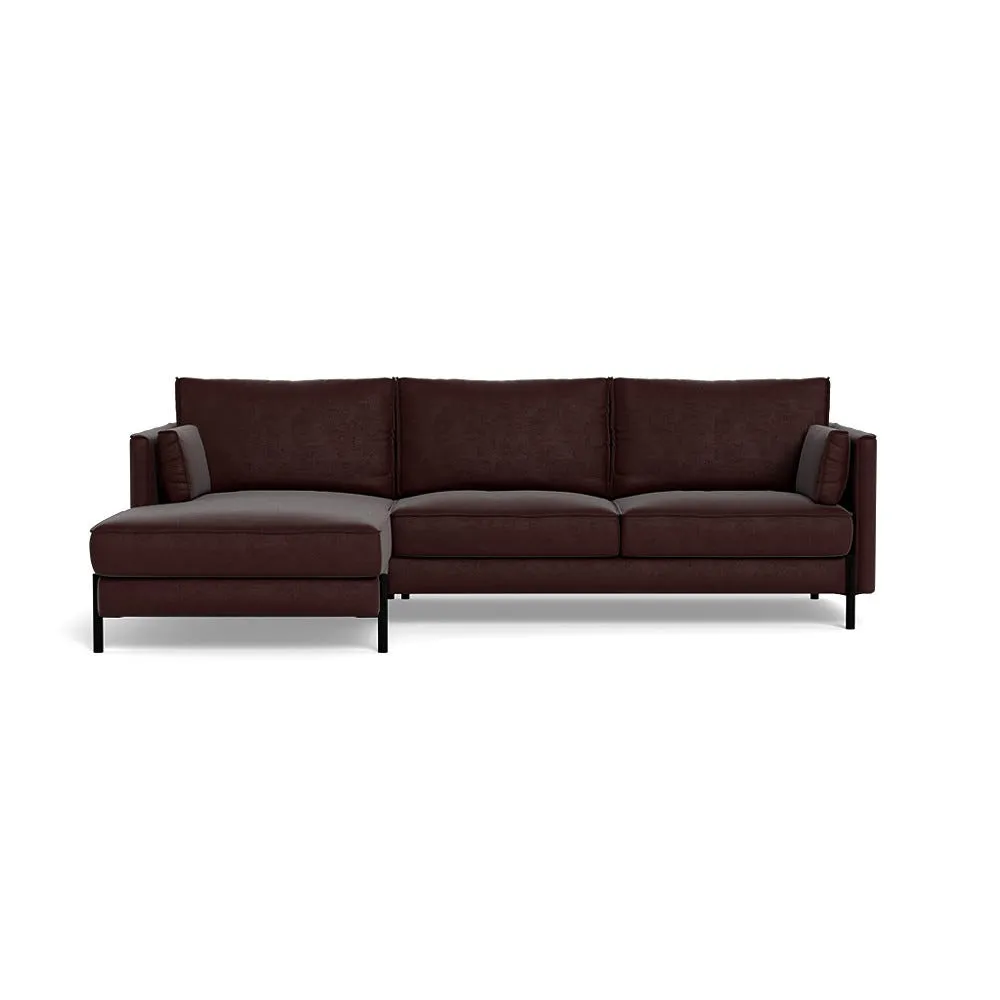 Heal's Tortona Left Hand Facing Corner Sofa Smart Luxe Velvet Acorn Black Feet 1