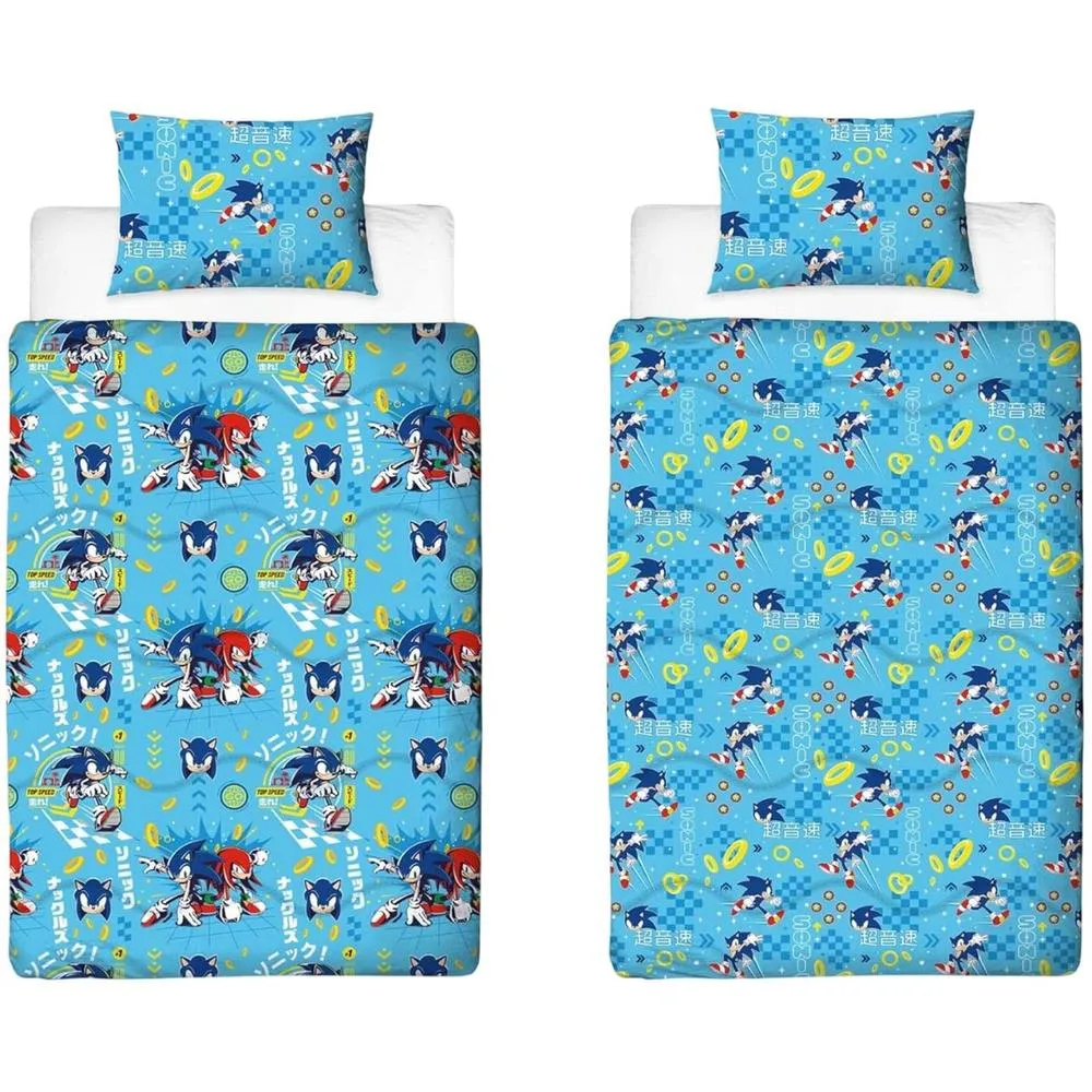 Sonic the Hedgehog Reversible Duvet Set in Light Blue