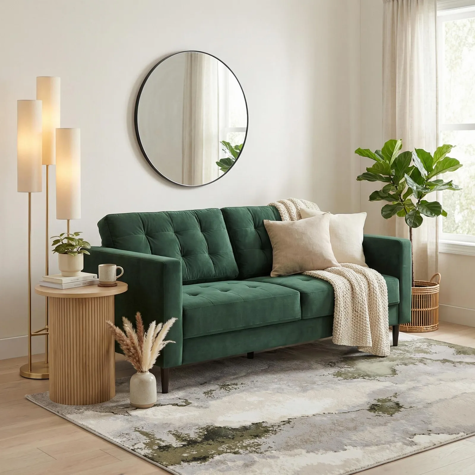 FurnitureboxUK Jade 3-Seater Soft Touch Velvet Sofa With Solid Wood Frame in Emerald 1