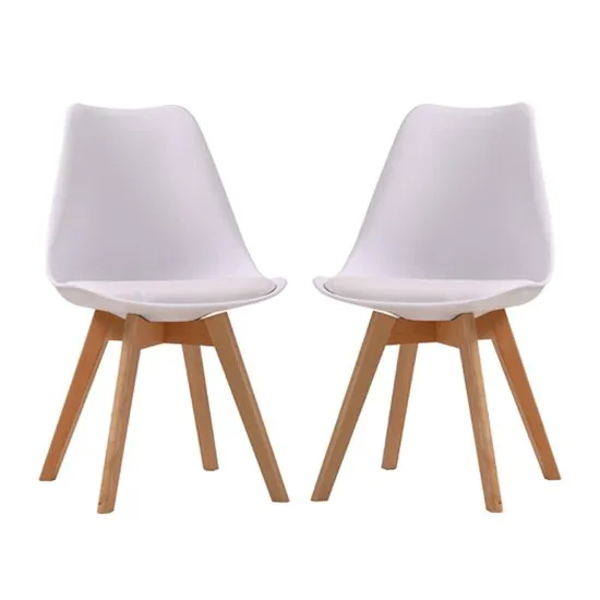 Louvre White Finish Dining Chairs In Pair