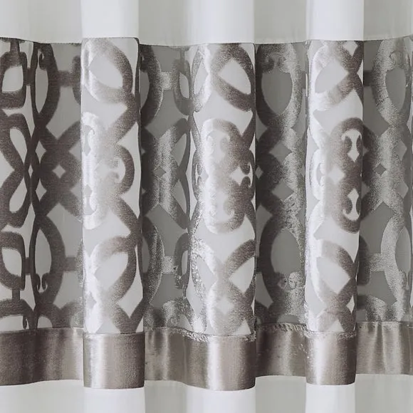Catherine Lansfield Natural Lattice Cut Velvet Eyelet Curtains 3