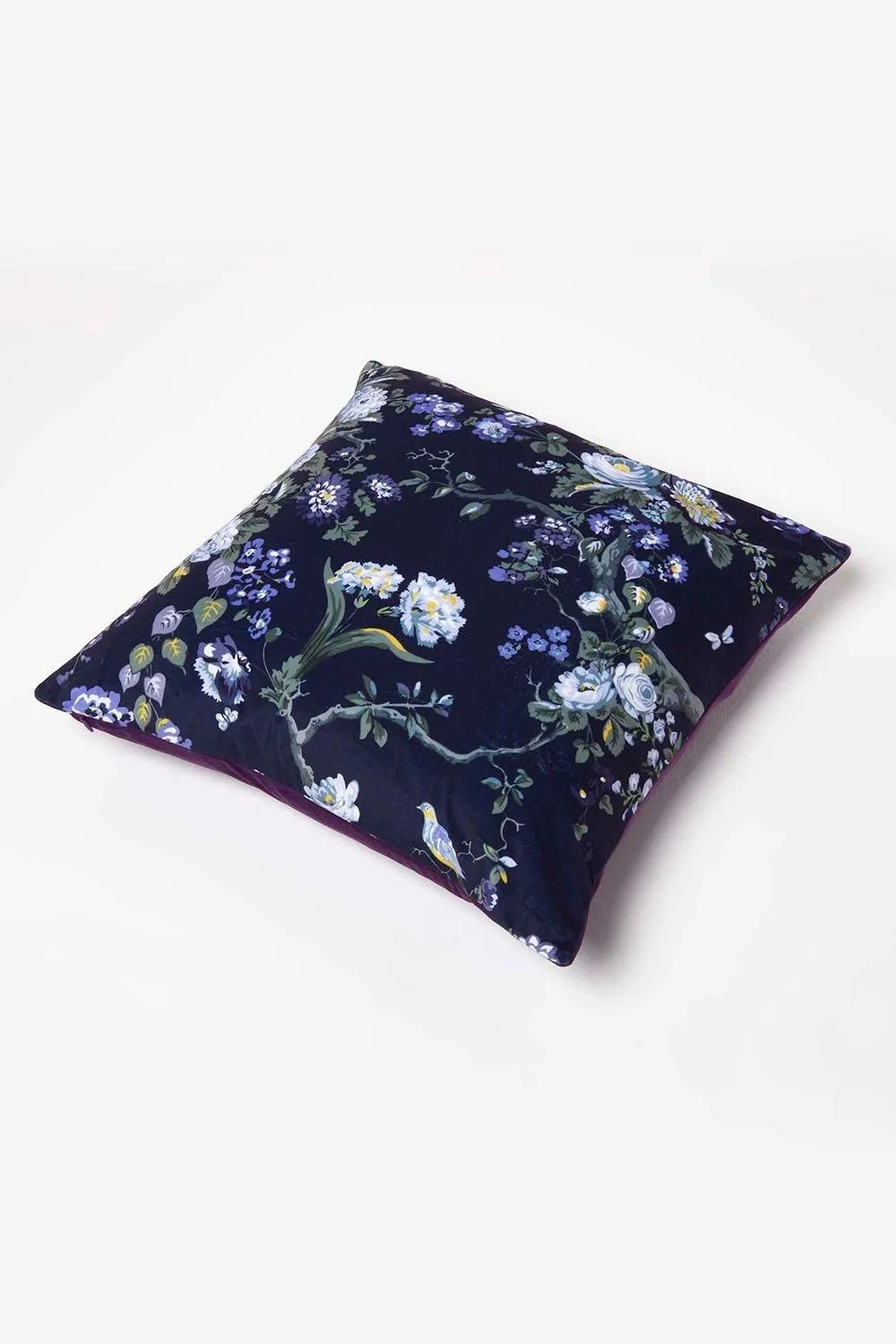 Homescapes Floral Midnight Garden Purple Filled Velvet Cushion 46 x 46 cm 5
