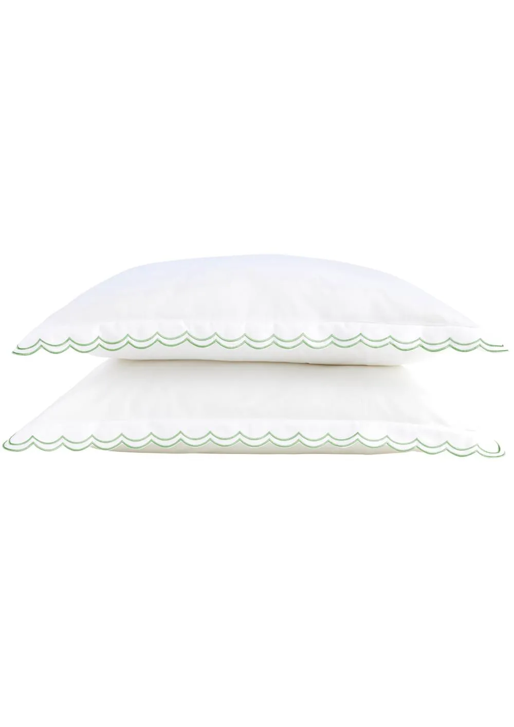 CHRISTY Scallop Edge Cotton Sateen Oxford Pillowcases in Green 3