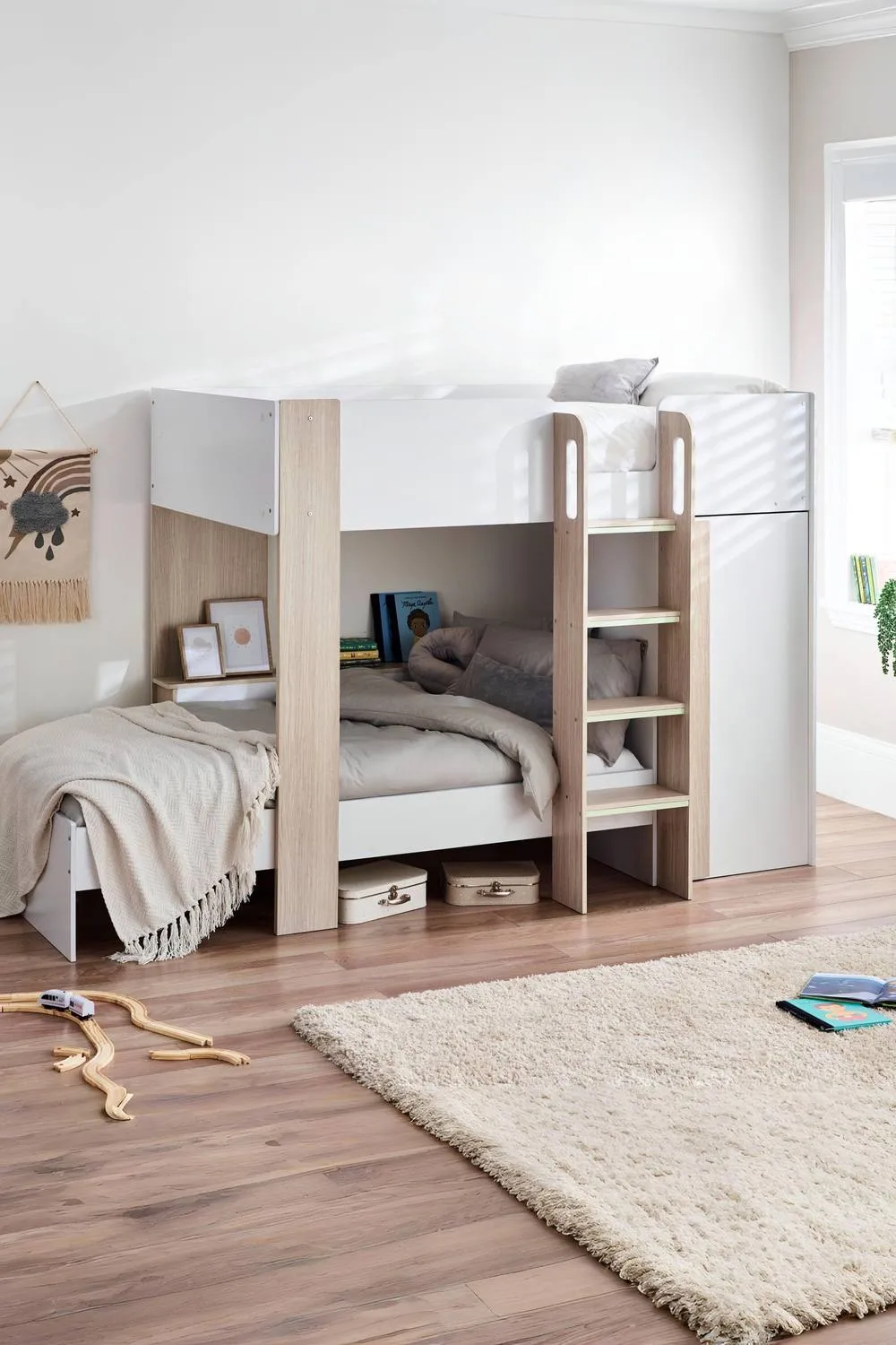 Julian Bowen Horizon Single White & Wood Effect Multiway Bunk Bed 3