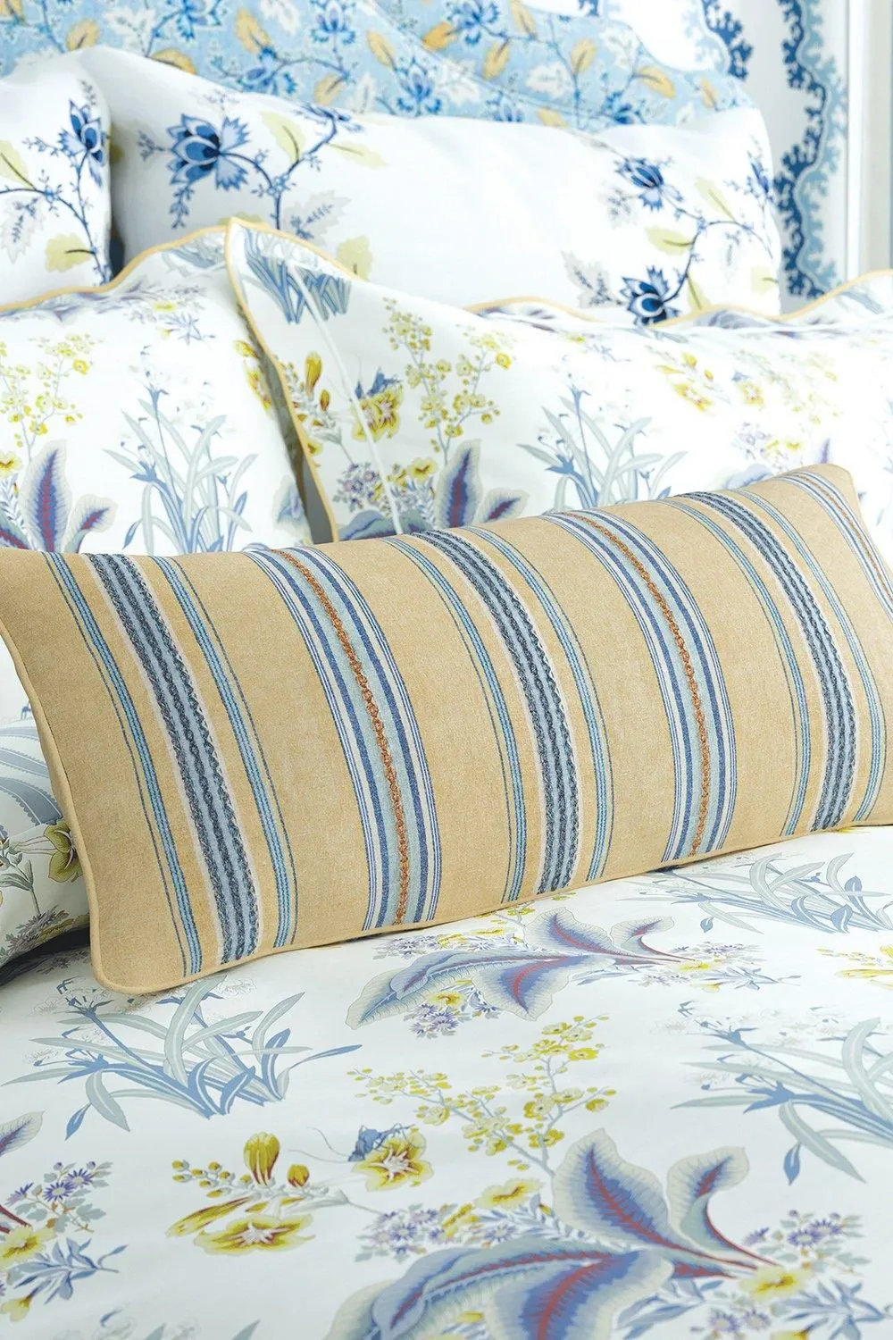 Sanderson 'Enys Garden' Cotton Cushion in Mustard 3