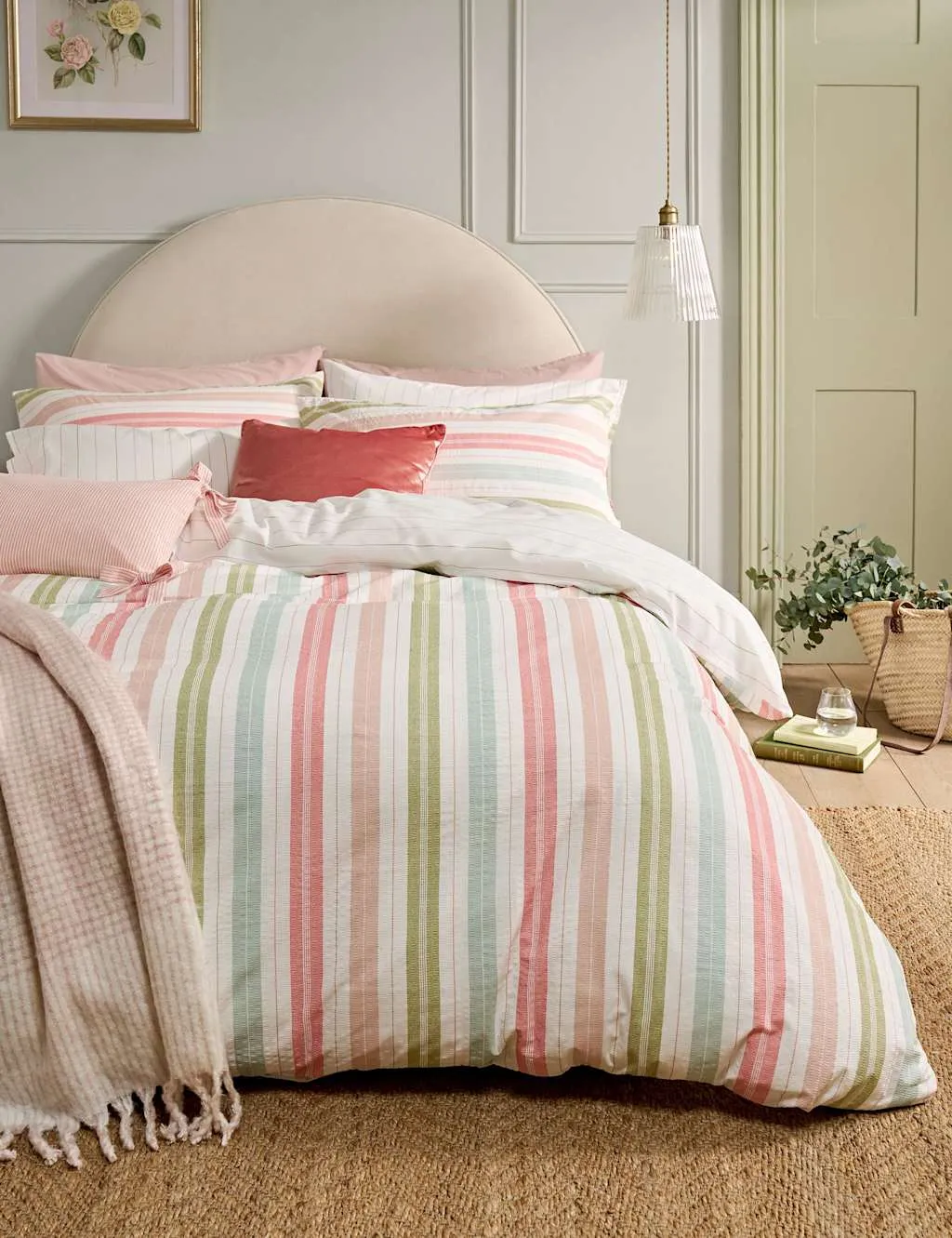 Laura Ashley Pure Cotton Sophie Striped Bedding Set Multi