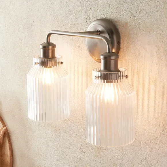 Tobias Ribbed 2 Light Bathroom Wall Light