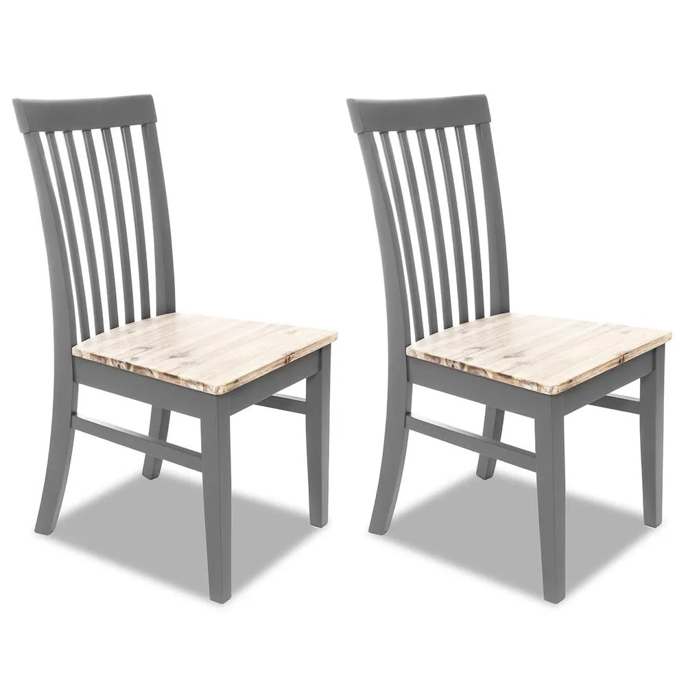 Statement Furniture Florence Highback Wooden Seat Chairs Set of 2 in Light Grey 1
